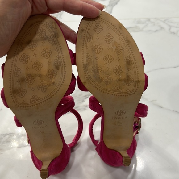 ISOLA Women’s Sandals Strappy Slingback Heeled Hot Pink Suede Leather. Size 6.5 - Picture 4 of 10